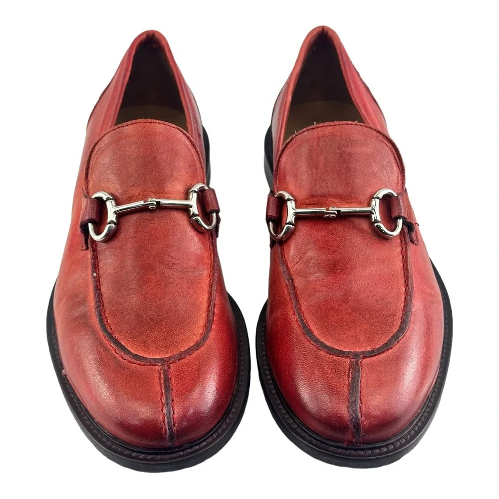 Roberto Botticelli Men’s Red Leather Shoes Horsebit Loafers Men's US 8|4… - Picture 3 of 8